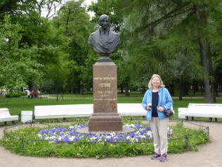 The Russian author Gogol presides over a park in St. Petersburg